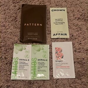 🌟5/$25 Sale🌟Haircare Sample Lot Derma•E Pattern Briogeo Mask Shampoo Conditioner